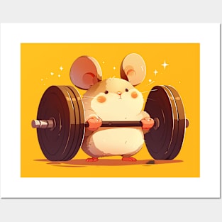 hamster lifting weight Posters and Art